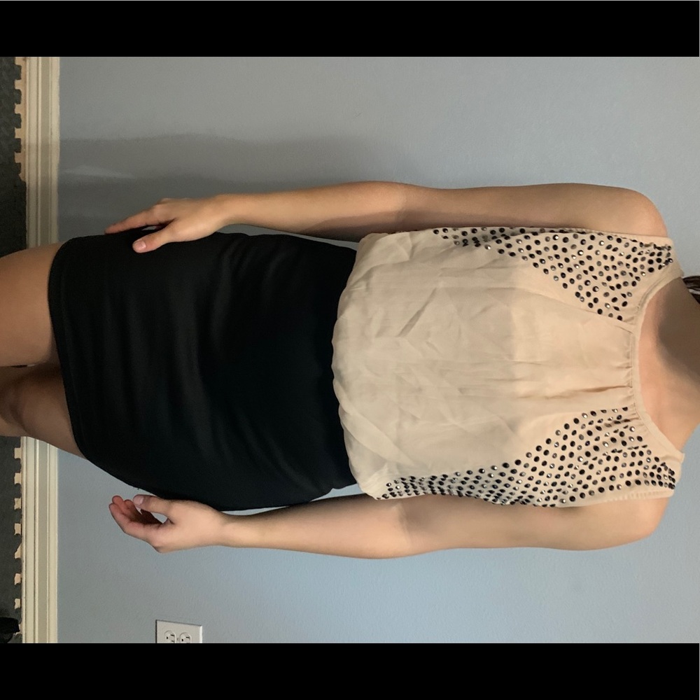 Beaded beige and black dress